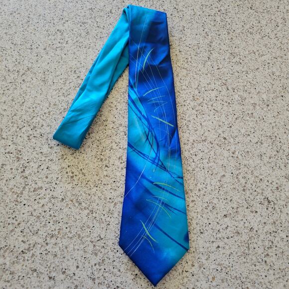 Jerry Garcia Not Necessarily a Tree Tie Collection Fifty-Seven Blue Green Swirls - Picture 12 of 12